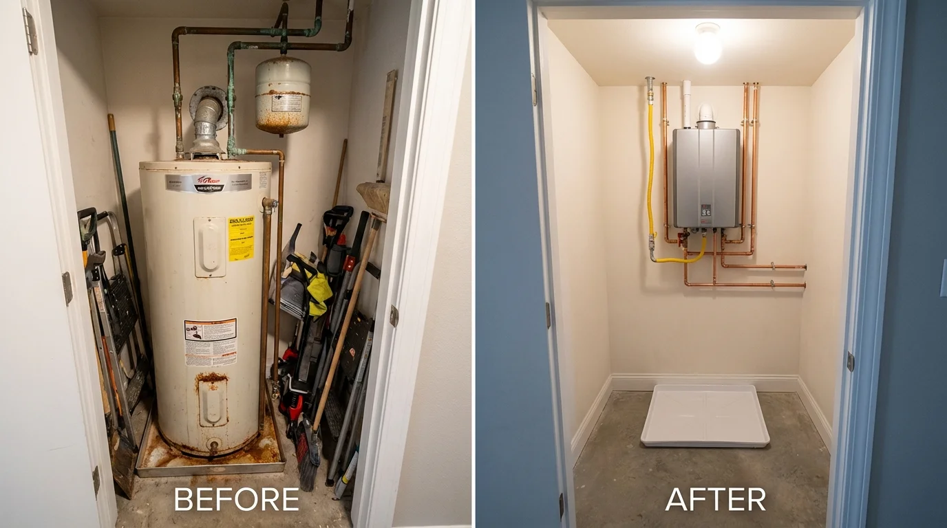 Tank water heater versus wall-mounted tankless unit comparison for Rancho Palos Verdes, CA homeowners