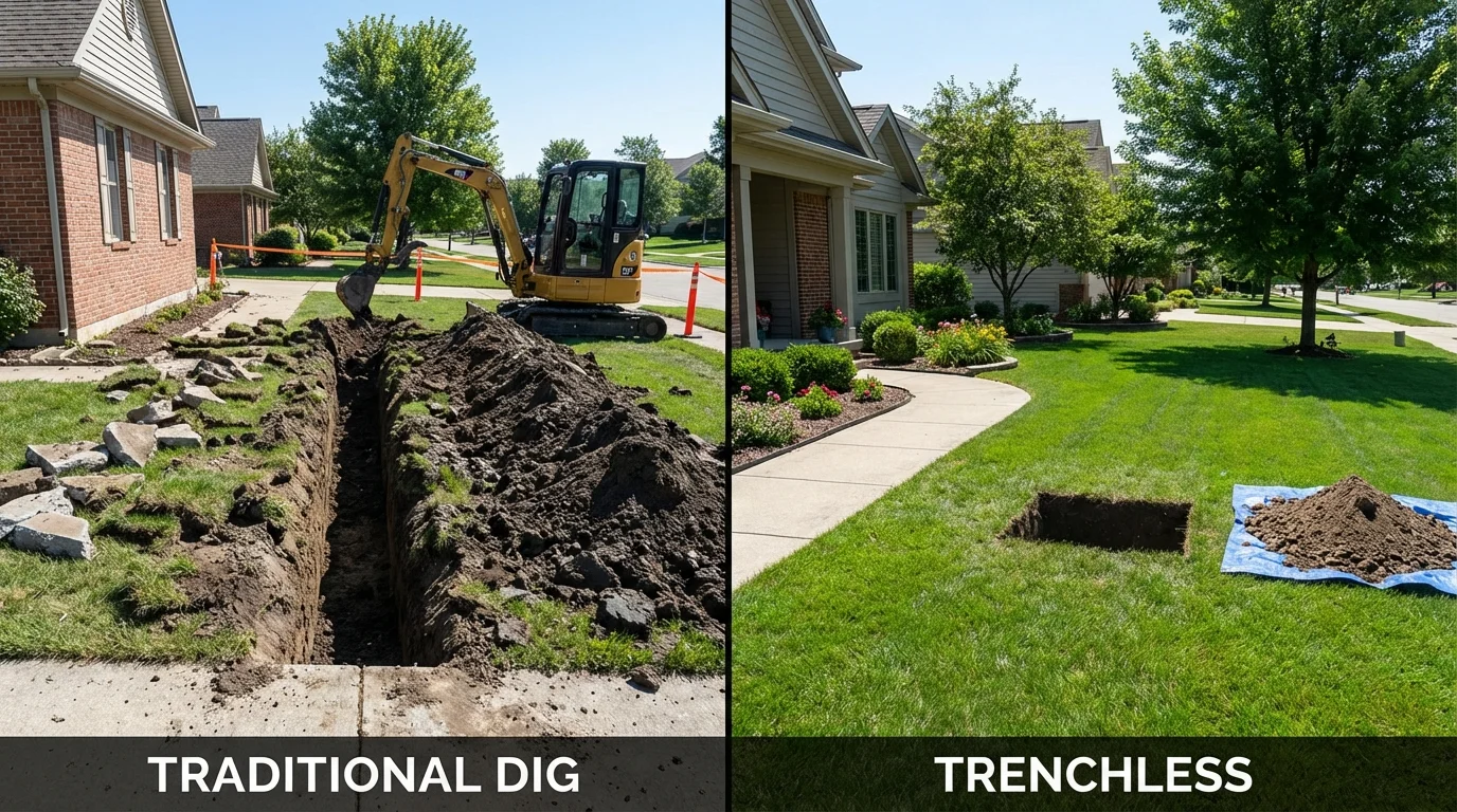 Trenchless sewer repair with minimal yard damage versus traditional excavation in Rancho Palos Verdes, CA